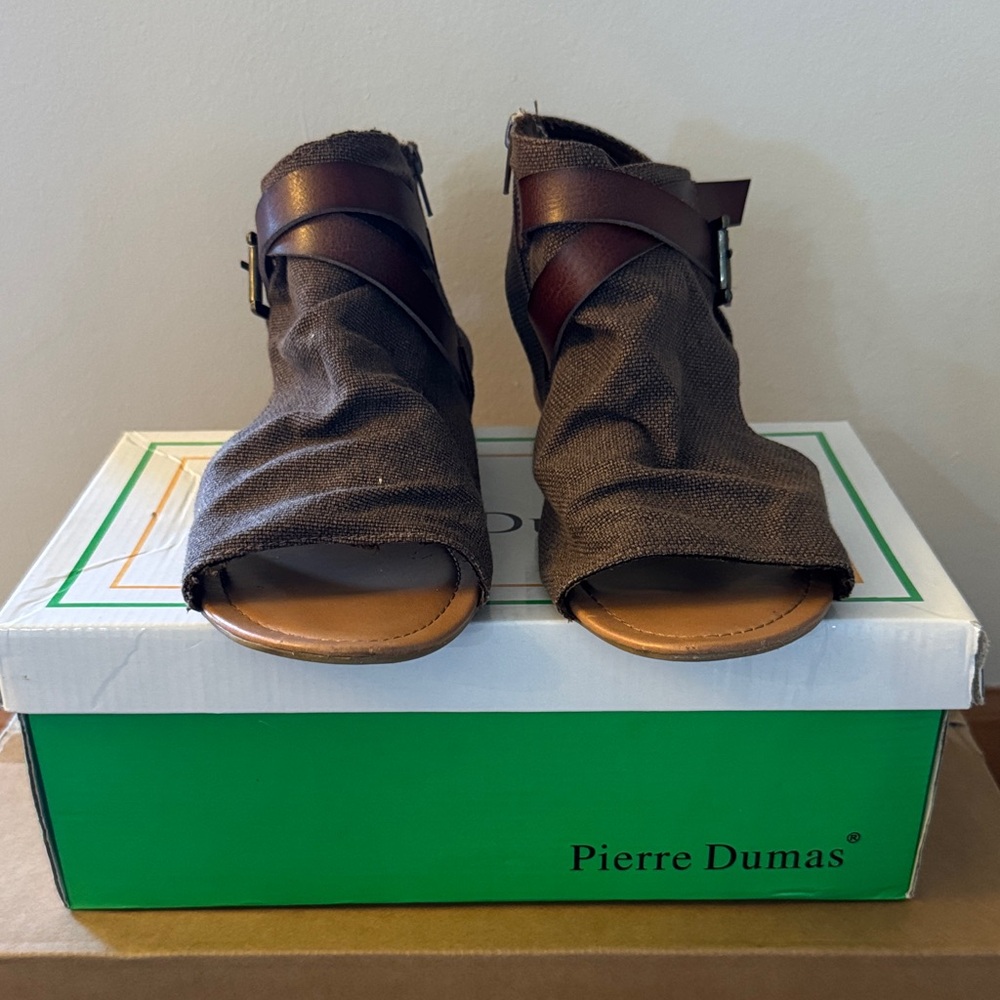Pierre Dumas Dark Brown Peep-Toe Booties
